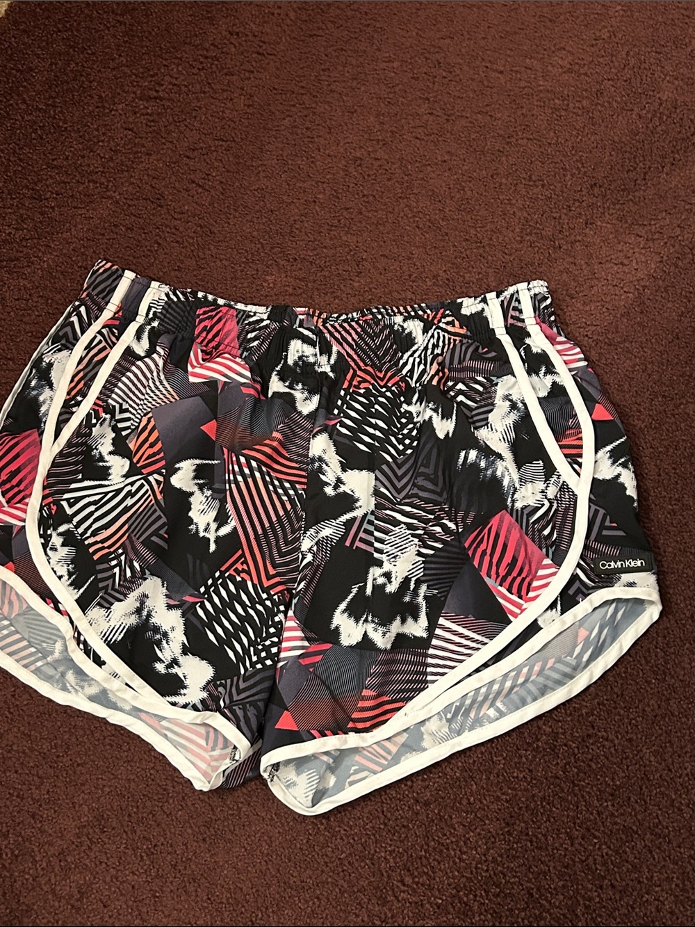 Calvin Klein Black, Pink & White Geometric Athletic Shorts